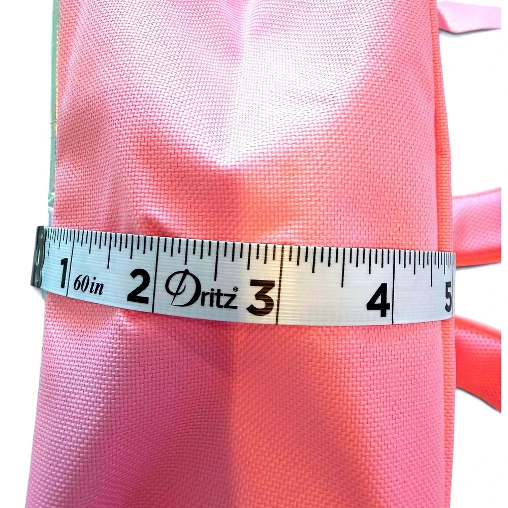 Metallic Pink Heart Print Backpack Iridescent School Bag with Mesh Pockets